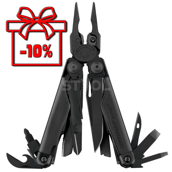 Мультиінструмент Leatherman Surge Black, нейлоновий чохол Molle (831333)