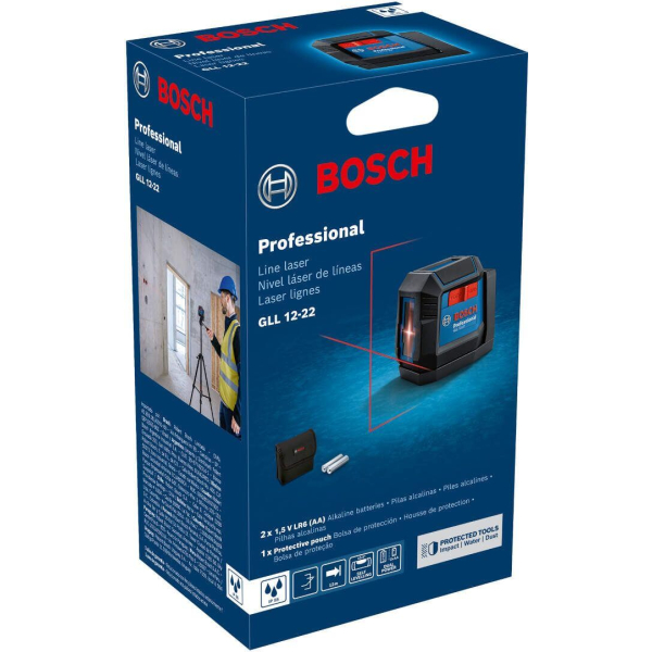 Лазерний нівелір Bosch GLL 12-22 Professional з батарейками і чохлом 0601065220