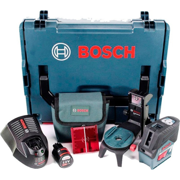 Лазерний нівелір Bosch Professional GCL 2-50 C в L-Boxx 136 з тримачами BM 3 та RM2, мішенню, чохлом, 1 акб GBA 12 V 2.0 Ah та з/п GAL 1230 CV 0601066G03