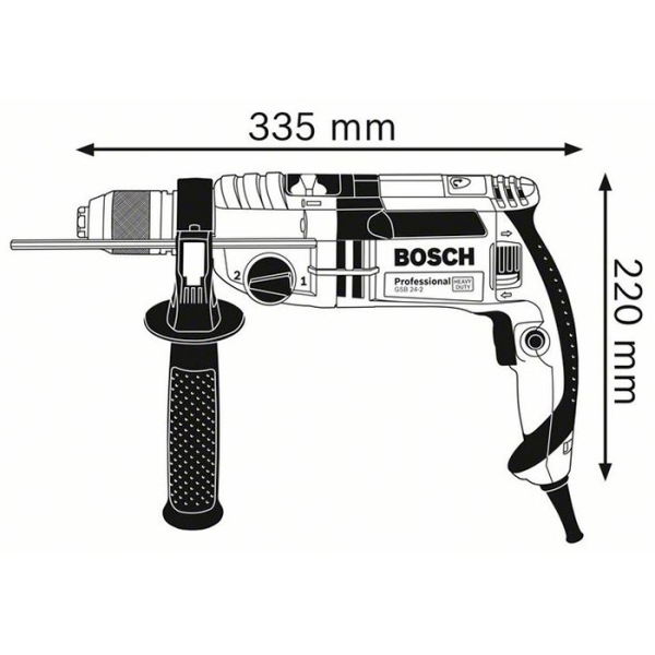 Дриль ударний Bosch Professional GSB 24-2 у L-Case з ШЗП 060119C801