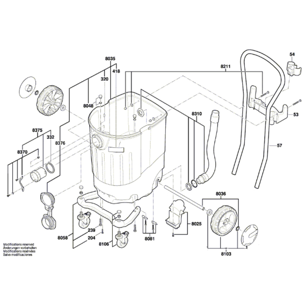 Будівельний пилосос Bosch Professional GAS 55 M AFC із насадкою для підлоги та щілинною насадкою 06019C3300