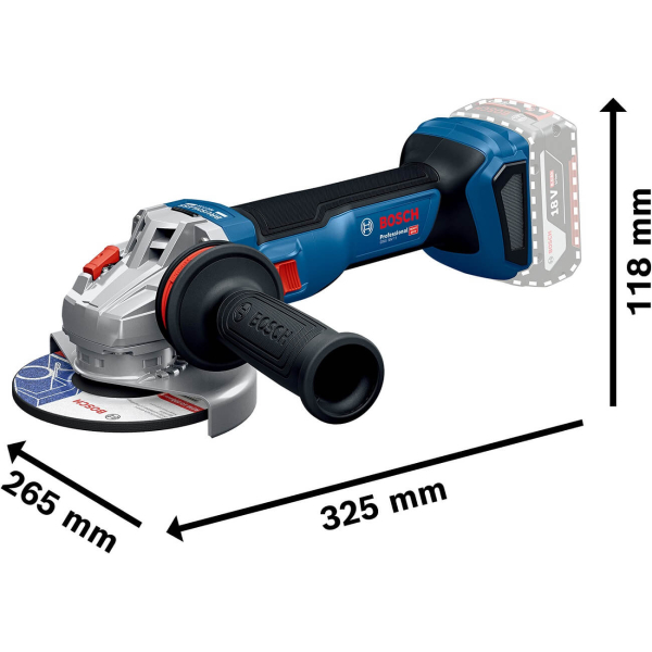 Акумуляторна безщіткова кутова шліфувальна машина Bosch GWS 18V-11 (06019N4100) (Solo - без аку та ЗП)