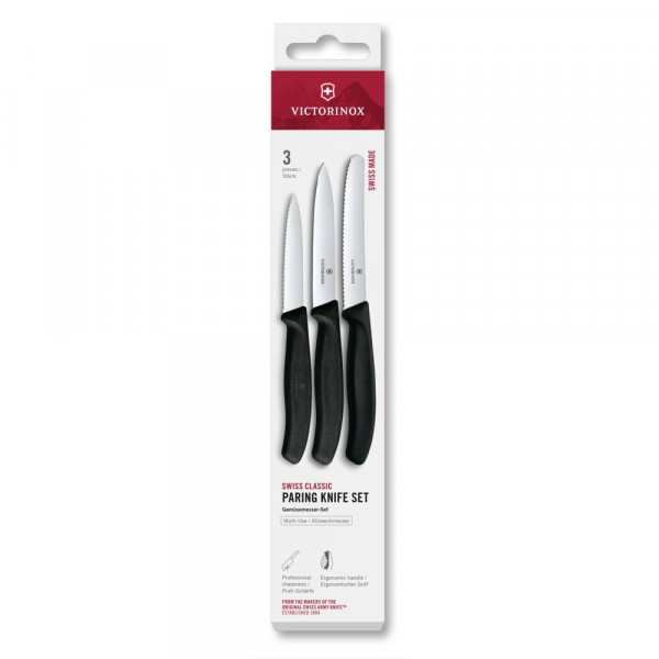 Набір ножів для чищення овочів Victorinox Swiss Classic 3 ножа чорн 6.7113.34