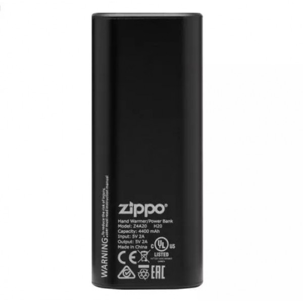 Грілка для рук USB до 6 годин+ Power Bank 4400 мАч ZIPPO Heatbank, індикатор заряду та нагріву,  чорна, картонна упаковка (2007389)