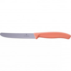 Ніж столовий для різки томатів універсальний  11см Victorinox Swiss Classic Tomato&Table круглий носік лезо серрейтор Персіково-помаранчевий (6.7839.E170)