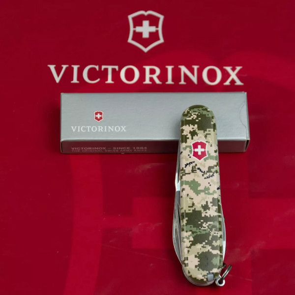 Складний ніж 91 мм Victorinox Spartan Army 12 функцій 2 шари Піксель з червоним лого (1.3603.3_W3941p) Складний ніж 91 мм Victorinox Spartan Army 12 функцій 2 шари Піксель з червоним лого (1.3603.3_W3941p)