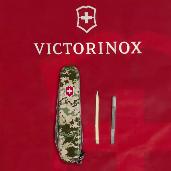 Складний ніж 91 мм Victorinox Spartan Army 12 функцій 2 шари Піксель з червоним лого (1.3603.3_W3941p) Складний ніж 91 мм Victorinox Spartan Army 12 функцій 2 шари Піксель з червоним лого (1.3603.3_W3941p)