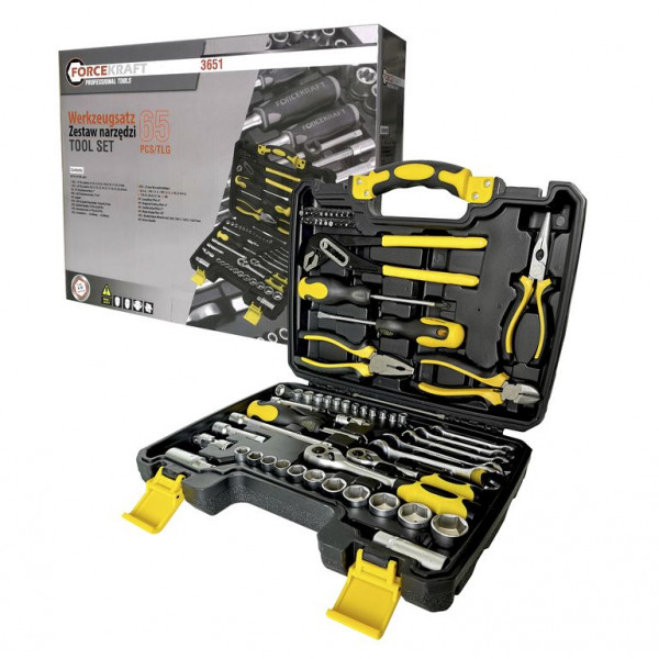 Набір інструментів 65 предметів 1/4'', 3/8'' (6гр.) (4-24мм) FORCEKRAFT FK-3651