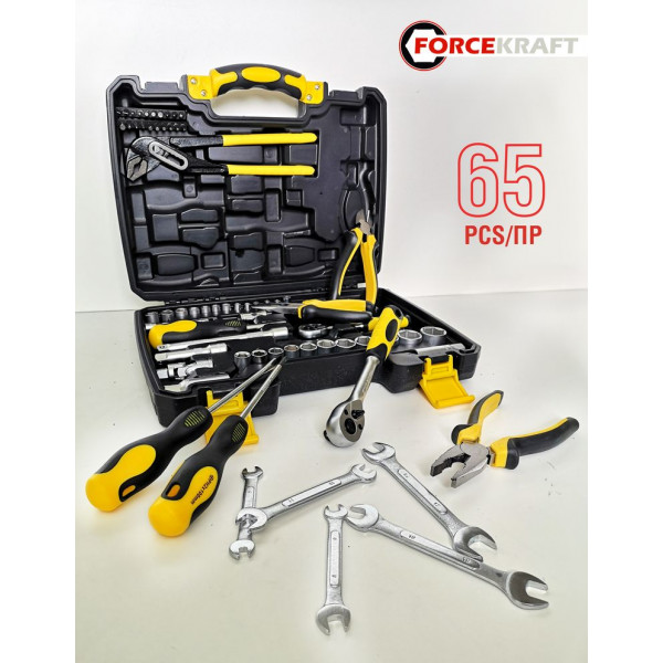Набір інструментів 65 предметів 1/4'', 3/8'' (6гр.) (4-24мм) FORCEKRAFT FK-3651