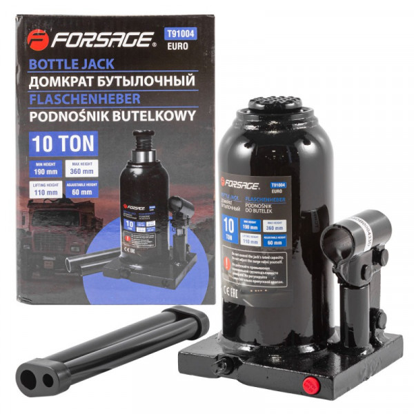 Домкрат пляшковий 10т (190-360мм) з клапаном Forsage F-T91004