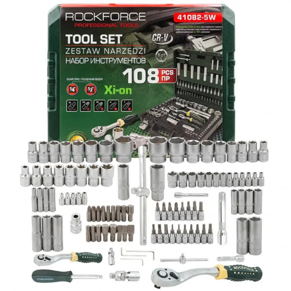Набір інструментів 108пр. 1/4", 1/2" (6гр.) Rockforce RF-41082-5W