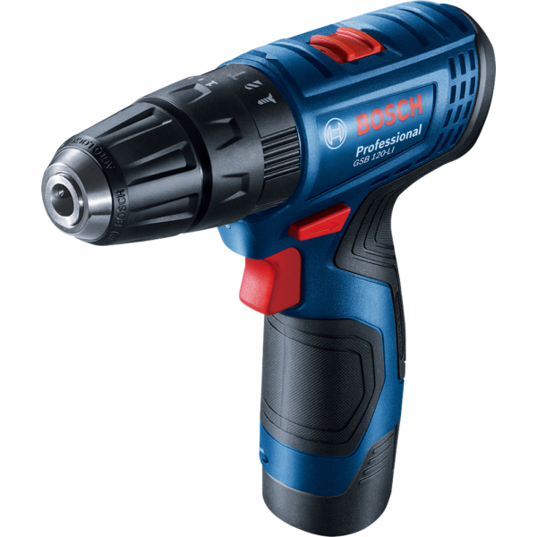 Акумуляторний ударний дриль-шурупокрут Bosch Professional GSB 120-Li в кейсі з 2 акб GBA 12V 2.0 Ah та з/п GAL 1210 CV 06019G8100