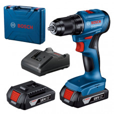 Безщітковий акумуляторний дриль-шурупокрут Bosch GSR 185-LI Professional із 2 акб GBA 18V 2.0Ah і з/п GAL 18V-20 у кейсі 06019K3000