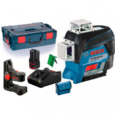 Лінійний лазерний нівелір Bosch Professional GLL 3-80 CG в L-Boxx 136, з тримачем BM 1, мішенню, чохлом, 1 акб 12V 2Ah та з/п GAL 12V-40 0601063T00