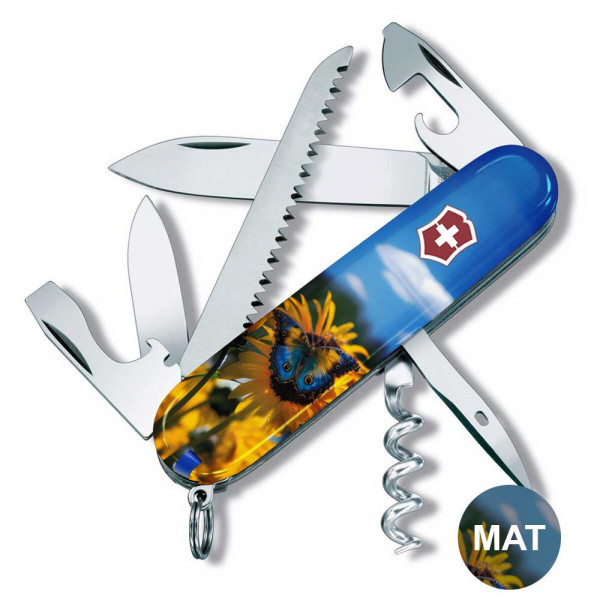 Складаний ніж Victorinox CAMPER UKRAINE Соняшники та метелик 1.3613.7.T3200pw