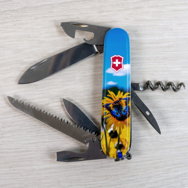Складаний ніж Victorinox CAMPER UKRAINE Соняшники та метелик 1.3613.7.T3200pw