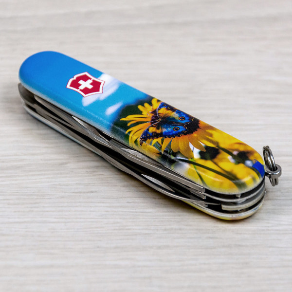 Складаний ніж Victorinox CAMPER UKRAINE Соняшники та метелик 1.3613.7.T3200pw