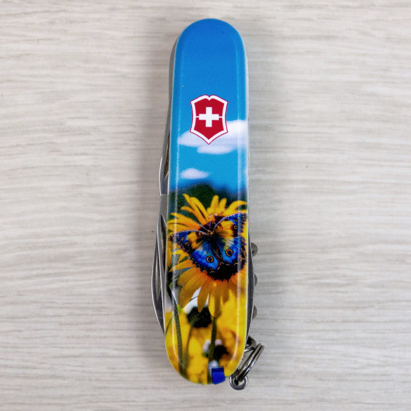 Складаний ніж Victorinox CAMPER UKRAINE Соняшники та метелик 1.3613.7.T3200pw