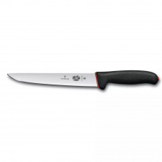 Універсальний обробний ніж для м'яса 20см Victorinox DUAL GRIP Sticking  гладке лезо, чорна ручка (картонний блістер на лезо) (5.5503.20D)