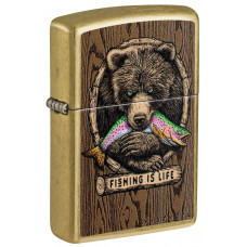 Запальничка бензинова ZIPPO Rietveld® Fishing is Life Design Street Brass Коричневий (47111)