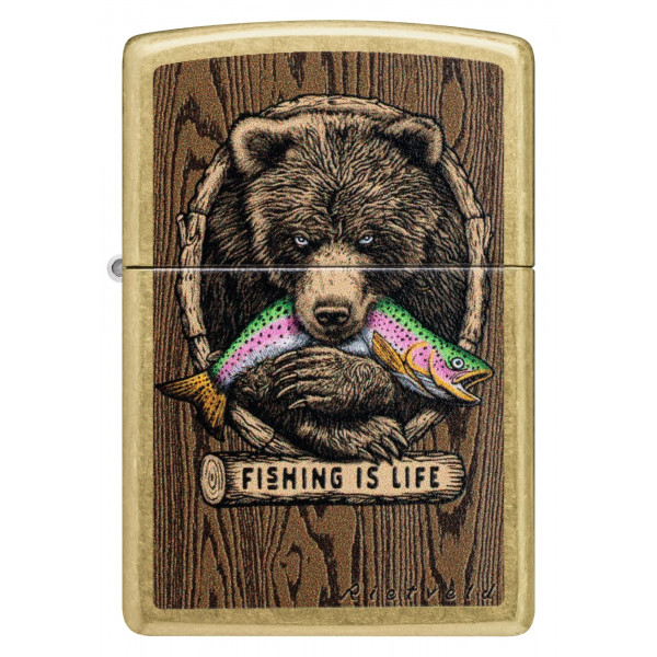 Запальничка бензинова ZIPPO Rietveld® Fishing is Life Design Street Brass Коричневий (47111) Запальничка бензинова ZIPPO Rietveld® Fishing is Life Design Street Brass Коричневий (47111)
