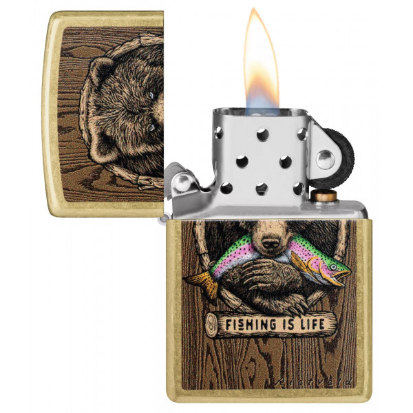 Запальничка бензинова ZIPPO Rietveld® Fishing is Life Design Street Brass Коричневий (47111) Запальничка бензинова ZIPPO Rietveld® Fishing is Life Design Street Brass Коричневий (47111)