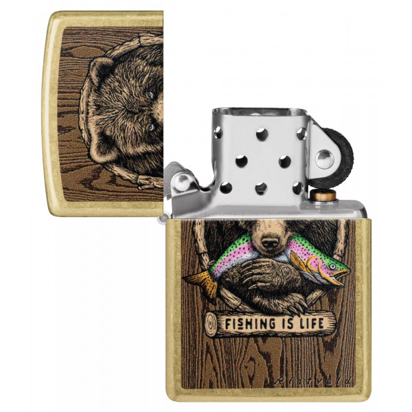 Запальничка бензинова ZIPPO Rietveld® Fishing is Life Design Street Brass Коричневий (47111) Запальничка бензинова ZIPPO Rietveld® Fishing is Life Design Street Brass Коричневий (47111)