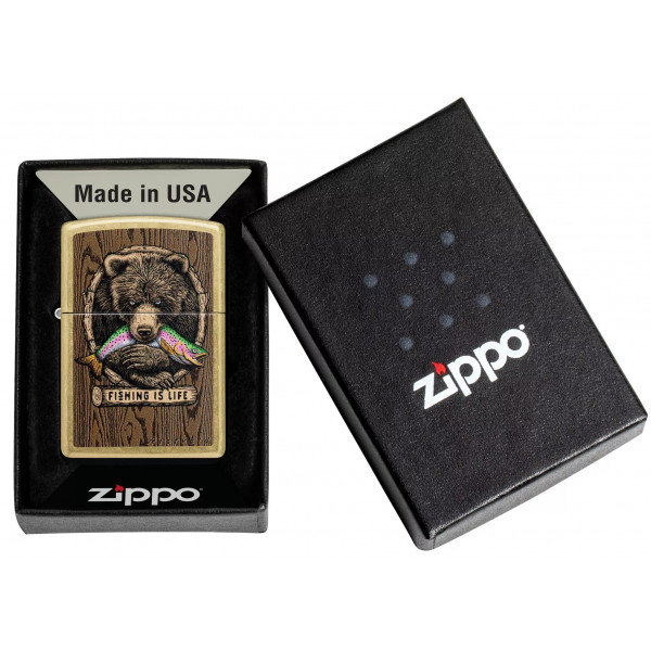 Запальничка бензинова ZIPPO Rietveld® Fishing is Life Design Street Brass Коричневий (47111) Запальничка бензинова ZIPPO Rietveld® Fishing is Life Design Street Brass Коричневий (47111)
