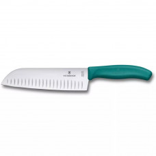 Ніж універсальний Сантоку Santoku 17см Victorinox SWISS CLASSI гладке рифлене лезо Зелений блістер картоний (6.8524.17C1B)
