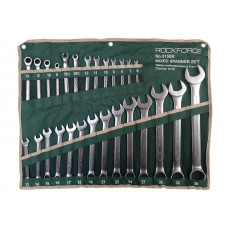 Набір ключів комбінованих універсальний 27 предметів(6-36мм),розрізні 2пр(10-12,11-13мм) тріскачкові 4 предмети(8-13мм) на полотні ROCKFORCE RF-5150R