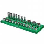 Набір універсальних (Spline) торцевих головок 1/2'', 22 предмети ROCKFORCE RF-50221(Q)(6)