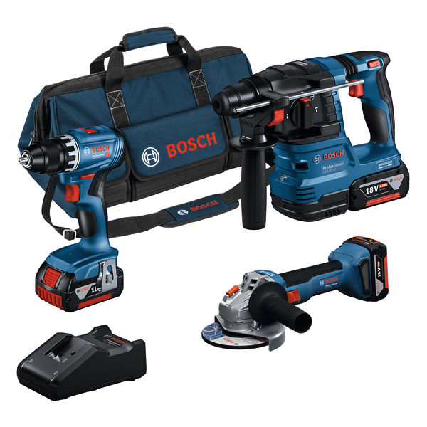 PRO Набір інструментів BOSCH 18V: GSR+GWS+GBH+3x4.0Ah+GAL 18V-40(0615A5007L)