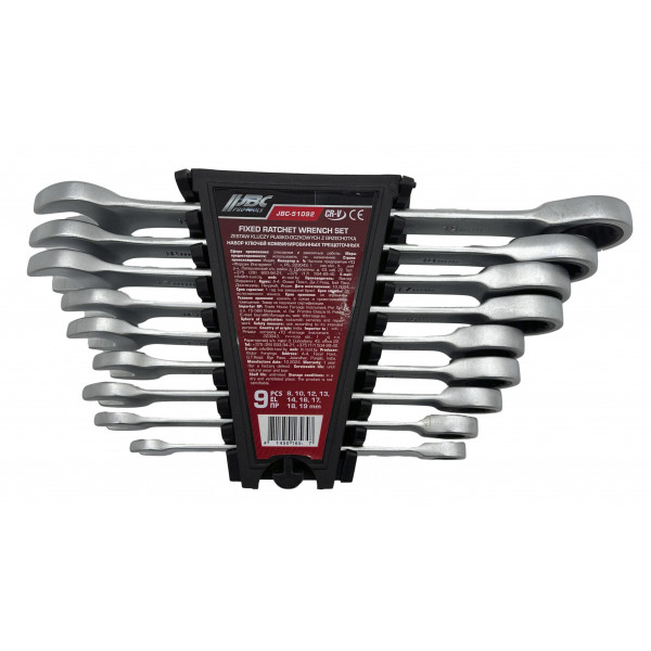 Набір ключів ріжково-накидних тріскачкових 9пр. (8-19 мм) JBC-51092