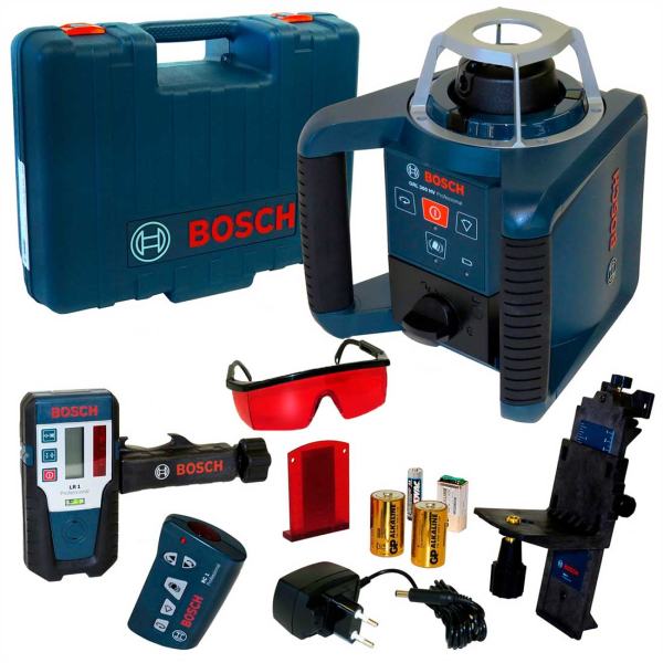 Ротаційний лазерний нівелір Bosch Professional GRL 300 HV в чемодані з приймачем LR1, пультом RC1, тримачем WM 4, з/у, окулярами, мішенню 0601061501