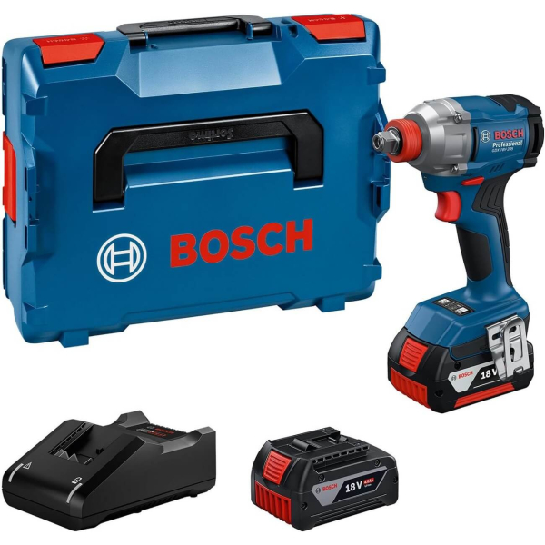 Акумуляторний ударний гайкокрут Bosch Professional GDX 18V-285 з 2 акб GBA 18V 4 Ah та з/п GAL 18V-40, в L-BOXX 06019N2102