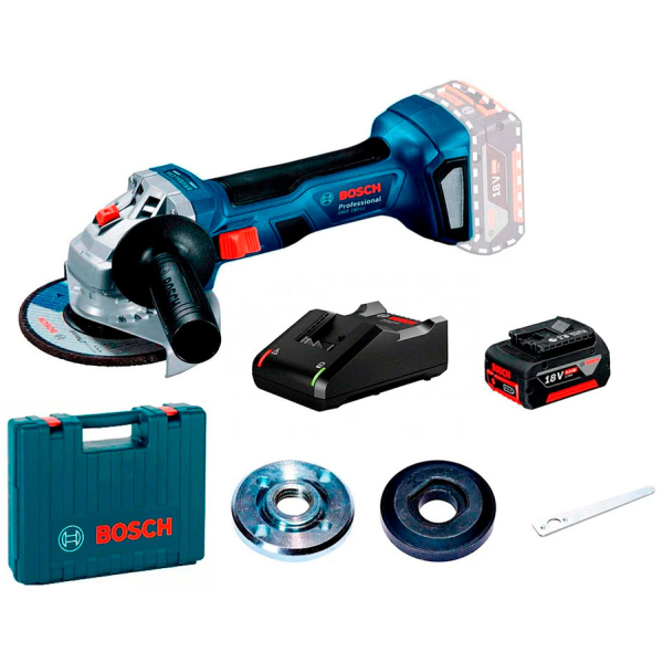 Акумуляторна кутова шліфмашина Bosch Professional GWS 180-LI з 1 акб GBA 18V 4.0Ah і з/п GAL 18V-40 в чемодані 06019H9025