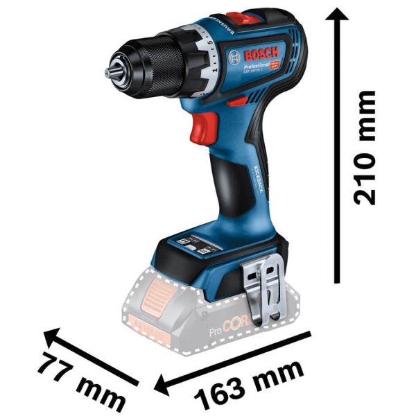 Акумуляторний дриль-шурупокрут Bosch Professional GSR 18V-90 C без акб і з/п, в L-BOXX 136 06019K6002