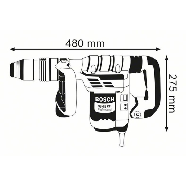 Відбійний молоток Bosch Professional GSH 5 CE в чемодані з пикоподібним зубилом