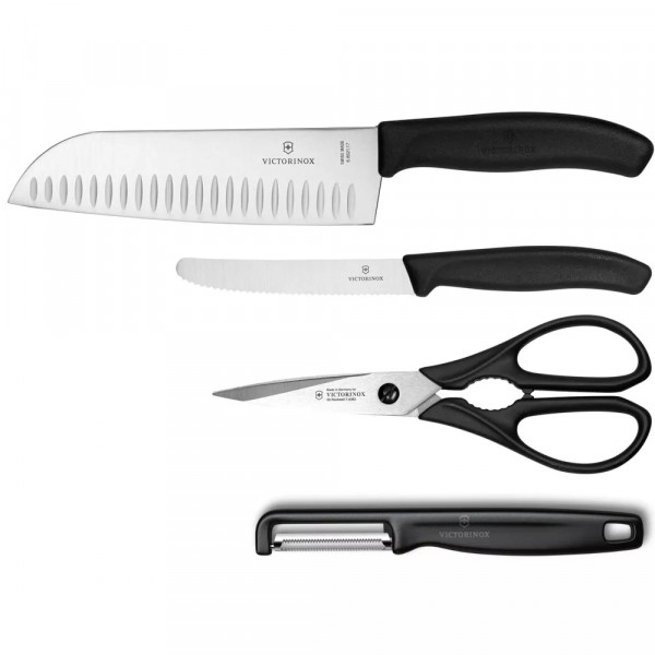 Набір кухонний універсальний 4шт Victorinox SWISS CLASSIC Kitchen Set 2 ножі, ножиці, овочечистка Iota подарункова коробка (6.7133.41G Набір кухонний універсальний 4шт Victorinox SWISS CLASSIC Kitchen Set 2 ножі, ножиці, овочечистка Iota подарункова коробка (6.7133.41G