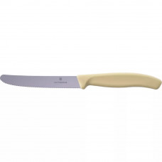 Ніж столовий для різки томатів універсальний  11см Victorinox" Swiss Classic Tomato&Table круглий носік лезо серрейтор Бежевий (6.7837.E7501)
