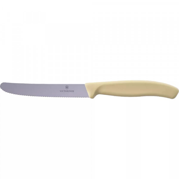 Ніж столовий для різки томатів універсальний  11см Victorinox" Swiss Classic Tomato&Table круглий носік лезо серрейтор Бежевий (6.7837.E7501)