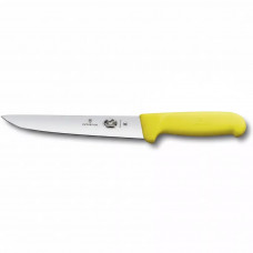 Ніж кухонний для м'яса обробний 18 см універсальний Victorinox Fibrox Sticking з прямим лезом і гладкою кромкою Жовтий (5.5508.18)