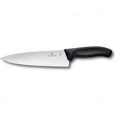 Кухонний шеф-ніж 20 см Victorinox Swiss Classic широке гладке лезо Чорний картонний блістер (6.8063.20B)