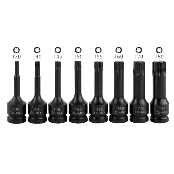 Набір головок-біт ударних 8пр. 1/2" TORX (T30, T40, T45, T50, T55, T60, T70, T80) в кейсі FORCEKRAFT FK-4088MPB