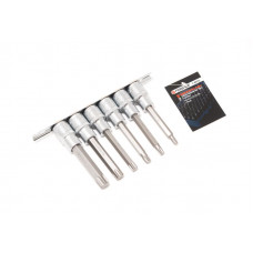 Набір головок-біт 6пр. 1/2" Torx 6-променевих (Т30, Т40, Т45, Т50, Т55, Т60, L-100мм) на планці Forsage F-40913L