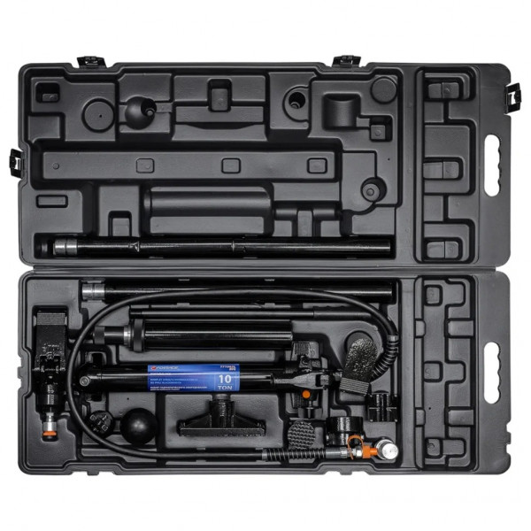 Циліндр гідравлічний 10т з насосом та комплектом надставок, набір для кузовних робіт FORSAGE F-T71002L