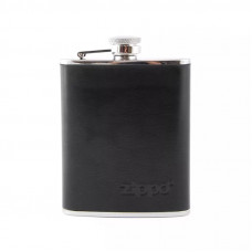 Фляга 180 мл Zippo нержавіюча сталь, чорна шкіра 6 OZ (2005269)