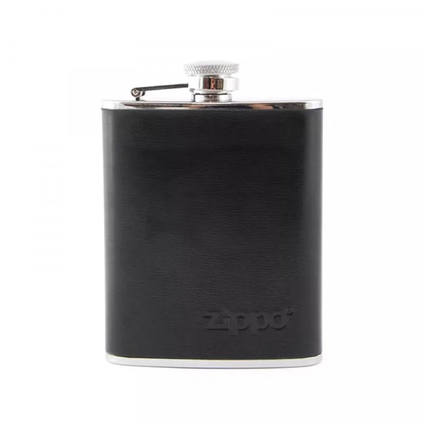 Фляга 180 мл Zippo нержавіюча сталь, чорна шкіра 6 OZ (2005269)