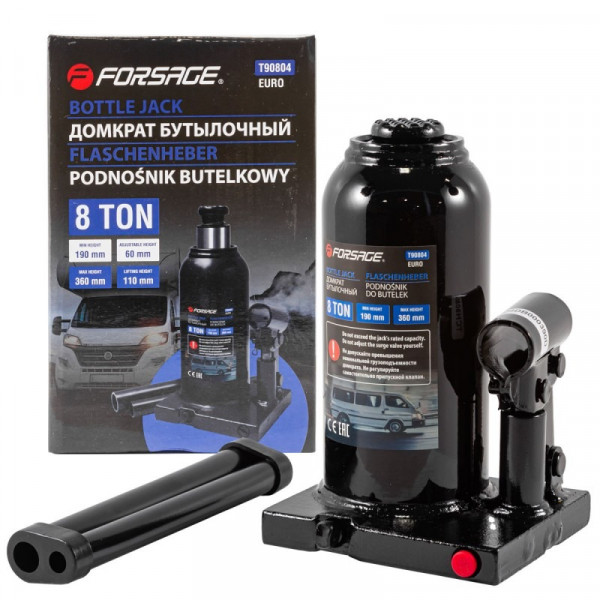 Домкрат пляшковий 8т (190-360мм) з клапаном Forsage F-T90804