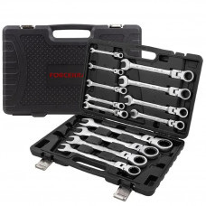Набір ключів тріскачкових з шарніром 13пр. (8-32мм) FORCEKRAFT FK-10340